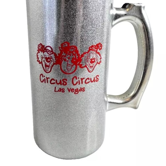 RARE Circus Circus Las Vegas Silver Heavy Glass Mug Hotel Casino Barware Theme - Picture 8 of 10